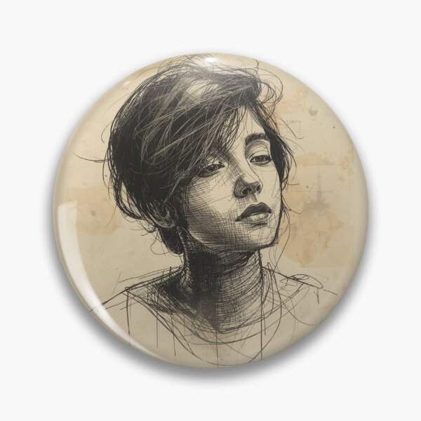 Item preview, Vintage Crosshatch Sketch Moody Goth Portrait designed and sold by ERODED SELF.