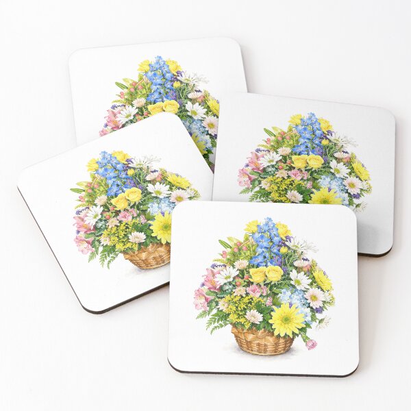 Item preview, Colorful Flower Basket Watercolor Botanical Art designed and sold by Shew Gallery.