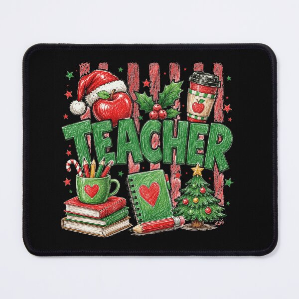 Item preview, Teacher Christmas Apple and School Supplies Festive Art designed and sold by anapldv.