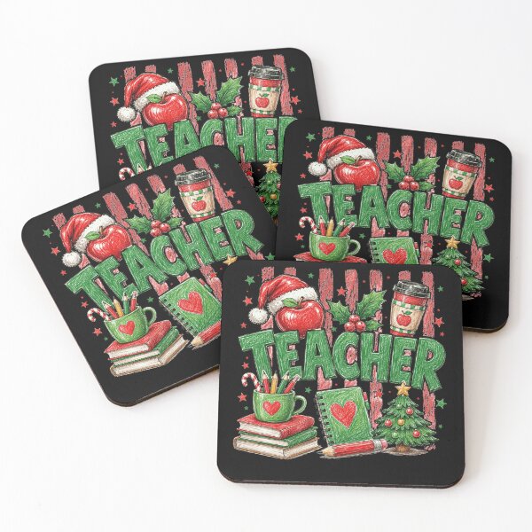 Item preview, Teacher Christmas Apple and School Supplies Festive Art designed and sold by anapldv.