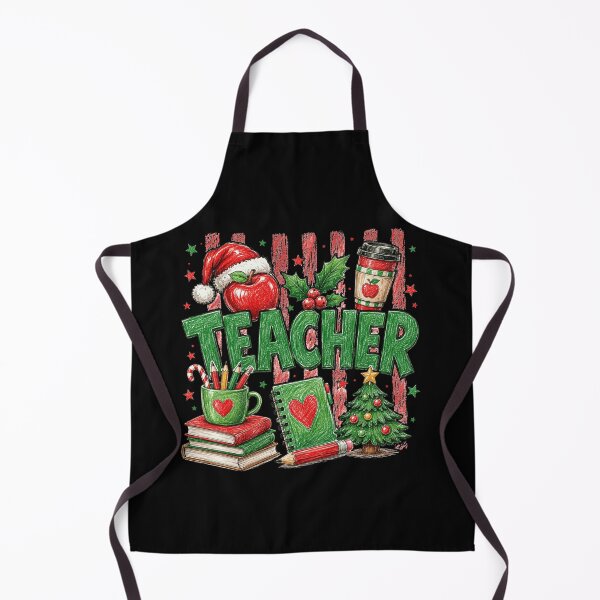 Item preview, Teacher Christmas Apple and School Supplies Festive Art designed and sold by anapldv.