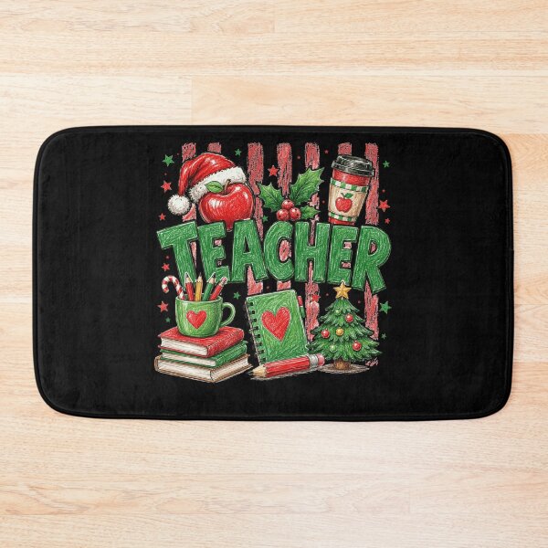 Item preview, Teacher Christmas Apple and School Supplies Festive Art designed and sold by anapldv.