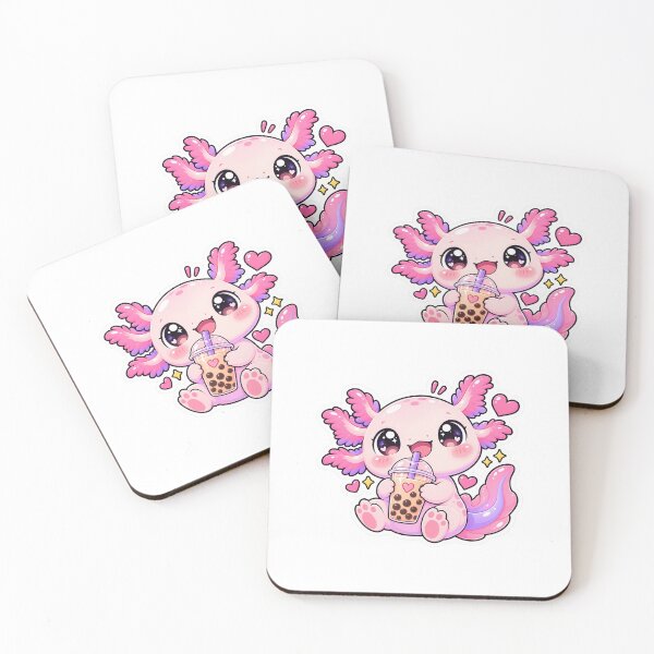 Item preview, Cute Kawaii Axolotl with Bubble Tea designed and sold by YourstickLume.