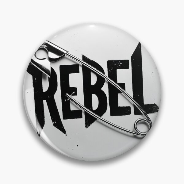 Item preview, Rebel Safety Pin Punk Grunge Typography Black White designed and sold by Zenther.