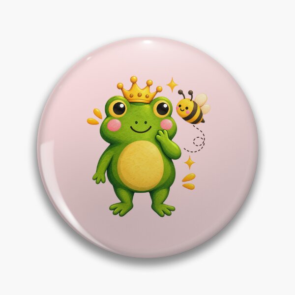 Item preview, Cute Frog Prince and Bee Funny Garden Character – Kawaii Frog Animal Meme Design designed and sold by StickyDelights.