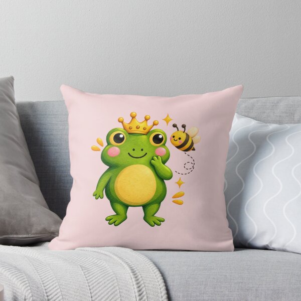 Item preview, Cute Frog Prince and Bee Funny Garden Character – Kawaii Frog Animal Meme Design designed and sold by StickyDelights.