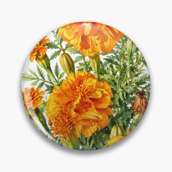 Item preview, Orange Marigolds Watercolor Botanical Garden Art designed and sold by Shew Gallery.