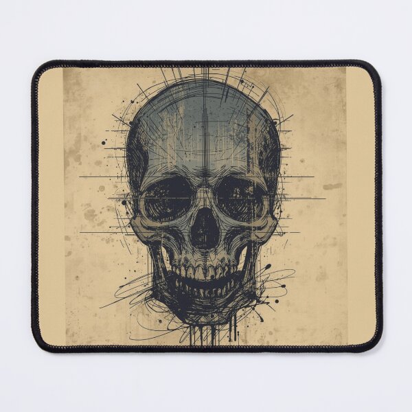 Item preview, Gothic Skull Technical Ink Blueprint Art designed and sold by ERODED SELF.
