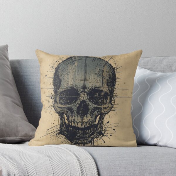 Item preview, Gothic Skull Technical Ink Blueprint Art designed and sold by ERODED SELF.