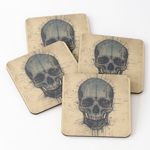 Item preview, Gothic Skull Technical Ink Blueprint Art designed and sold by ERODED SELF.