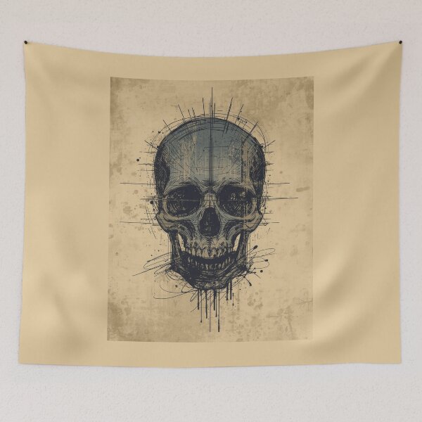Item preview, Gothic Skull Technical Ink Blueprint Art designed and sold by ERODED SELF.
