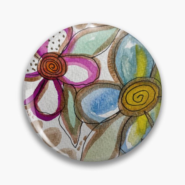 Item preview, Retro Flower Power Abstract in Watercolour and Ink designed and sold by LakeArtWorks.