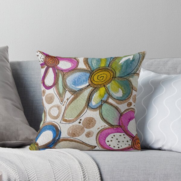 Item preview, Retro Flower Power Abstract in Watercolour and Ink designed and sold by LakeArtWorks.