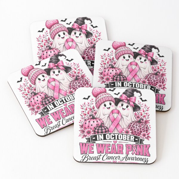 Item preview, breast cancer awareness pink ghosts and pumpkins designed and sold by anapldv.