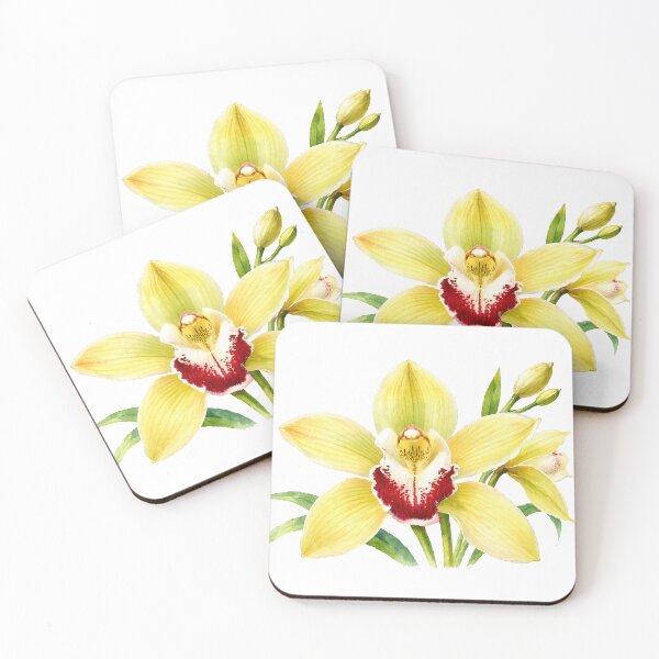 Item preview, Yellow Cymbidium Orchid Watercolor Botanical Art designed and sold by Shew Gallery.