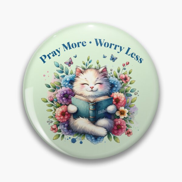 Item preview, Pray More Worry Less – Christian Cat Bible Design designed and sold by Sachie's Studio.