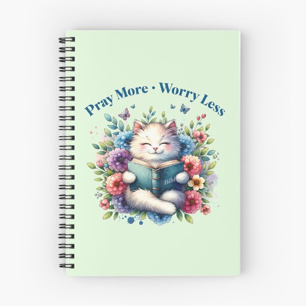 Item preview, Pray More Worry Less – Christian Cat Bible Design designed and sold by Sachie's Studio.