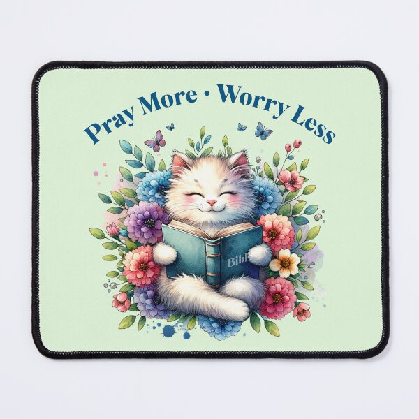 Item preview, Pray More Worry Less – Christian Cat Bible Design designed and sold by Sachie's Studio.