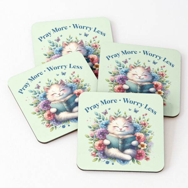 Item preview, Pray More Worry Less – Christian Cat Bible Design designed and sold by Sachie's Studio.