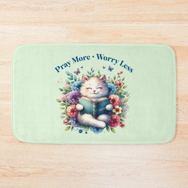 Item preview, Pray More Worry Less – Christian Cat Bible Design designed and sold by Sachie's Studio.
