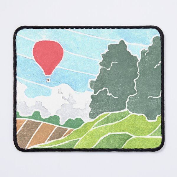 Item preview, Hot Air Balloons Woodcut Print designed and sold by ShaunMJonesArt.