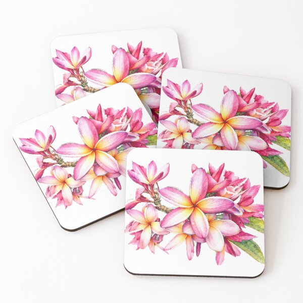 Item preview, Pink Plumeria Watercolor Tropical Botanical Art designed and sold by Shew Gallery.