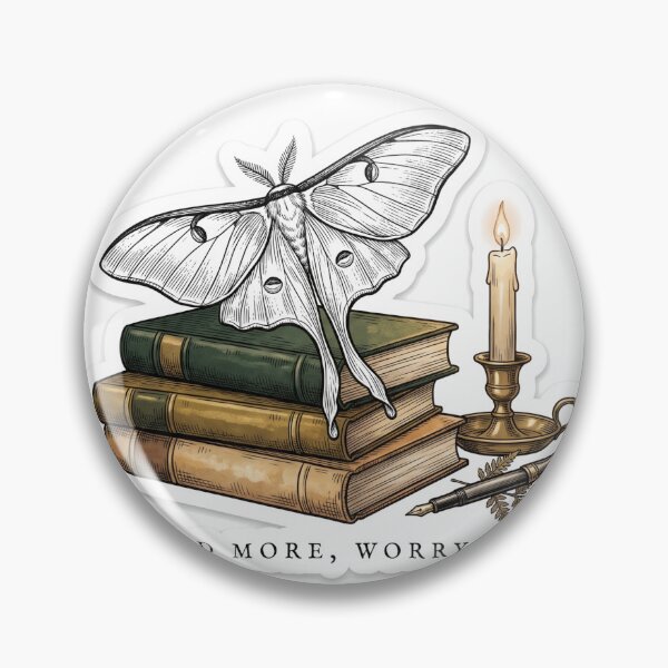 Item preview, Read More Worry Less Dark Academia Luna Moth designed and sold by SnazzifyDigital.