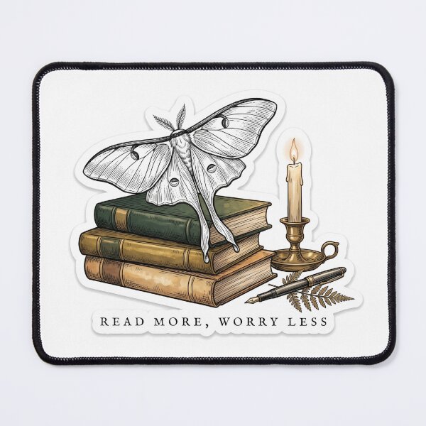 Item preview, Read More Worry Less Dark Academia Luna Moth designed and sold by SnazzifyDigital.