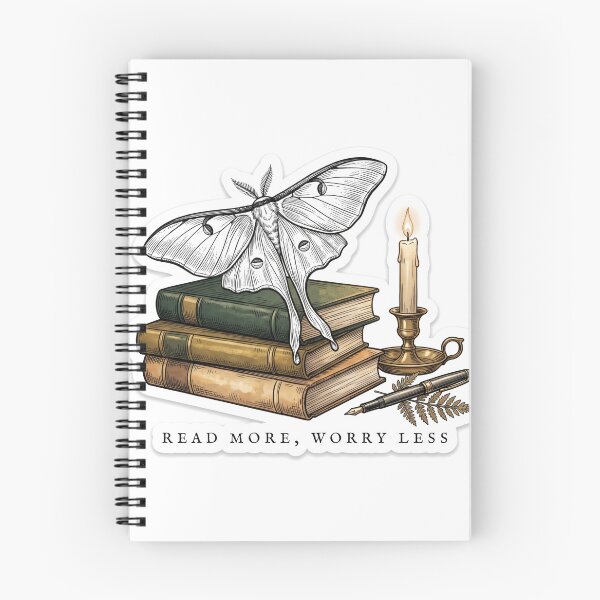 Item preview, Read More Worry Less Dark Academia Luna Moth designed and sold by SnazzifyDigital.
