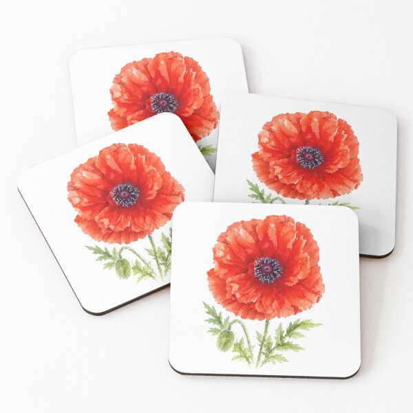 Item preview, Red Poppy Watercolor Botanical Art designed and sold by Shew Gallery.