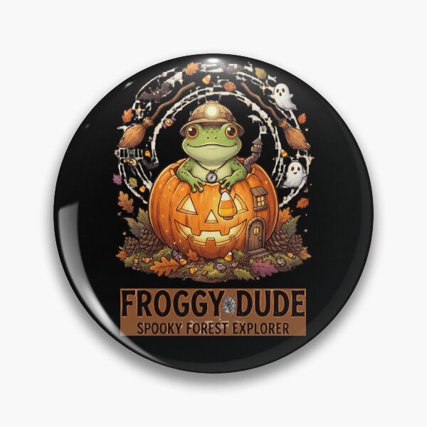 Item preview, Cute Halloween Frog Spooky Forest Explorer designed and sold by Basma Designs | Retro, Kawaii Shirts & Stickers.