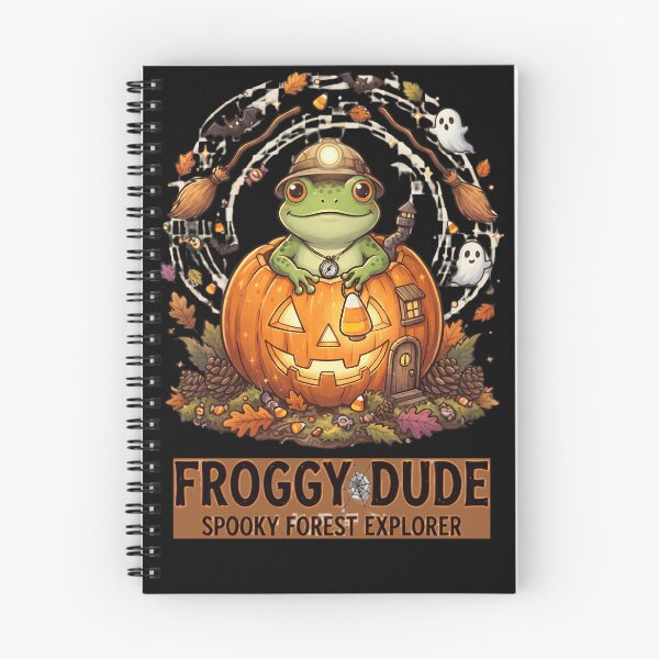 Item preview, Cute Halloween Frog Spooky Forest Explorer designed and sold by Basma Designs | Retro, Kawaii Shirts & Stickers.
