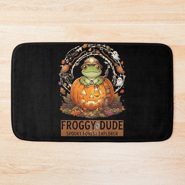 Item preview, Cute Halloween Frog Spooky Forest Explorer designed and sold by Basma Designs | Retro, Kawaii Shirts & Stickers.