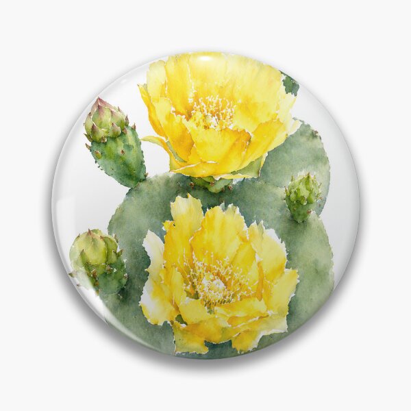 Item preview, Yellow Prickly Pear Cactus Watercolor Botanical Art designed and sold by Shew Gallery.