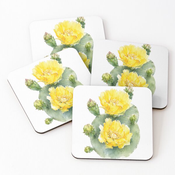 Item preview, Yellow Prickly Pear Cactus Watercolor Botanical Art designed and sold by Shew Gallery.