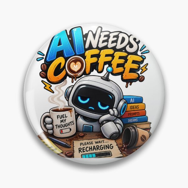 Item preview, AI Needs Coffee – Funny AI Robot Coffee Design designed and sold by Morty'sArt.
