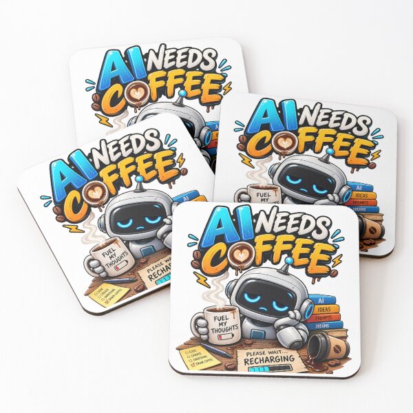 Item preview, AI Needs Coffee – Funny AI Robot Coffee Design designed and sold by Morty'sArt.