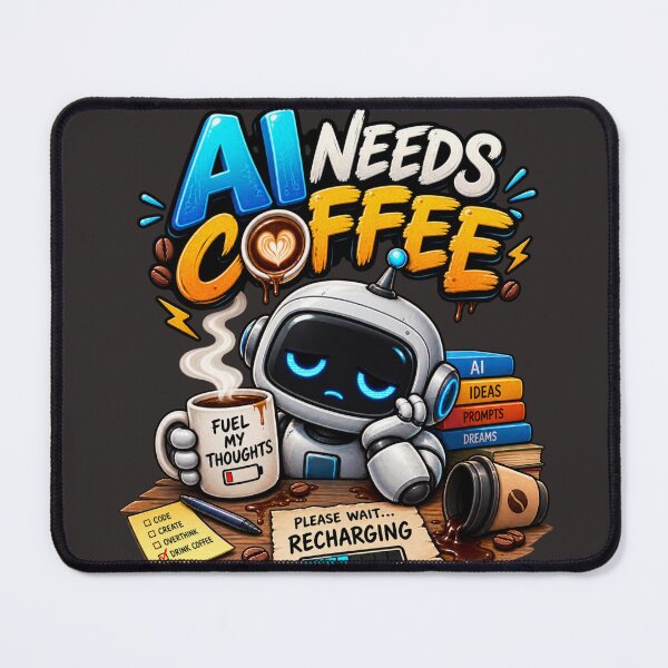 Item preview, AI Needs Coffee – Funny AI Robot Coffee Design designed and sold by Morty'sArt.