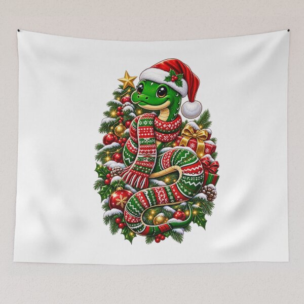 Item preview, Cute Christmas Snake in Santa Hat and Winter Scart- festive Holiday Art designed and sold by LC&LCPlatform.