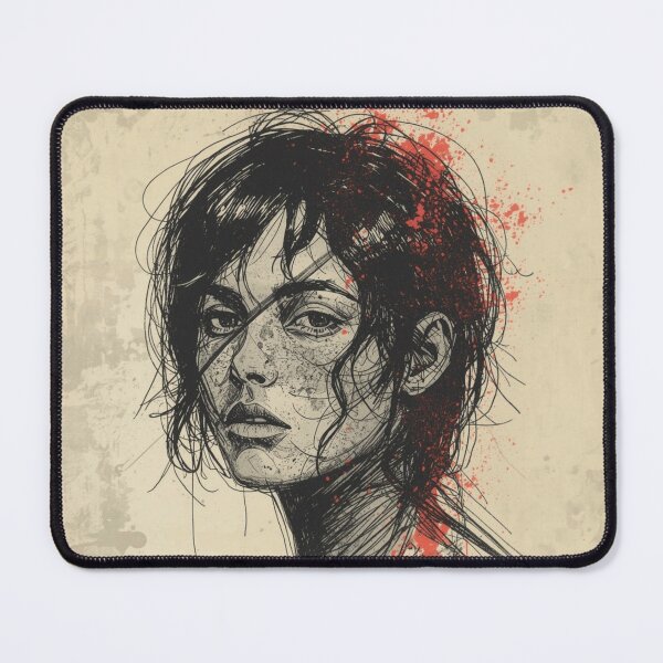 Item preview, Grunge Goth Girl Portrait Red Splatter Sketch Art designed and sold by ERODED SELF.