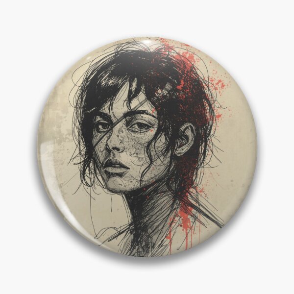 Item preview, Grunge Goth Girl Portrait Red Splatter Sketch Art designed and sold by ERODED SELF.