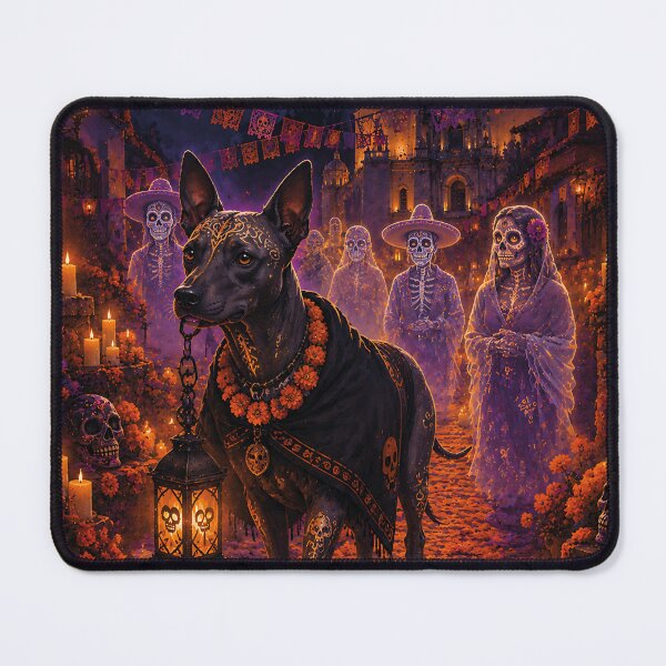Item preview, Xoloitzcuintle guiding souls in Oaxaca, Night of the Dead designed and sold by Nomad-Paws.