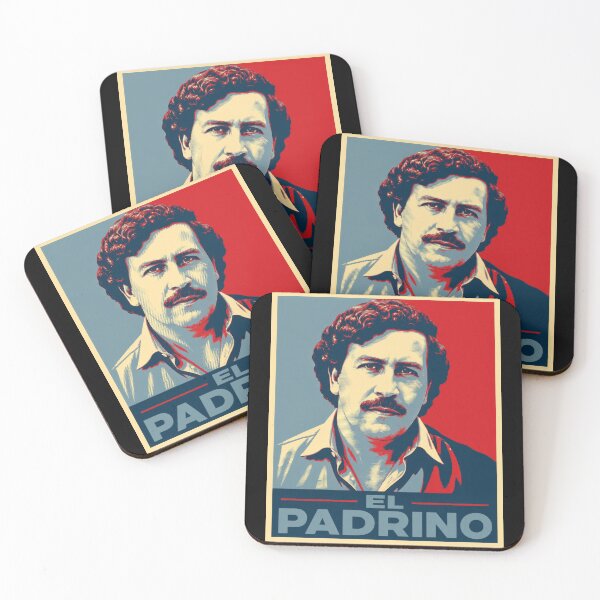 Item preview, El Padrino Pablo Escobar Vintage Propaganda Poster Graphic, Colombian Narcos Kingpin Portrait, Retro Red and Blue Streetwear Design designed and sold by DyfunctionalTee.