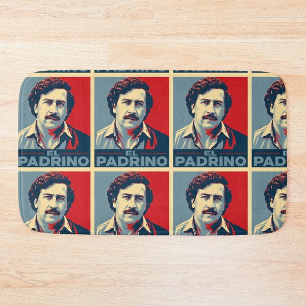 Artikelvorschau, Vintage-Propagandaplakat „El Padrino Pablo Escobar“, Porträt des kolumbianischen Drogenbosses, Retro-Streetwear-Design in Rot und Blau entworfen und verkauft von DyfunctionalTee.