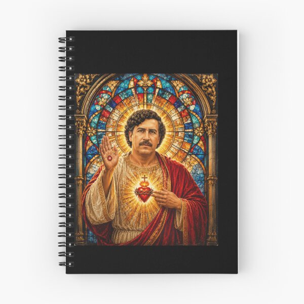 Item preview, Saint Pablo Escobar Sacred Heart Stained Glass Graphic, Colombian Narcos Religious Parody, El Patron Kingpin Portrait Design designed and sold by DyfunctionalTee.