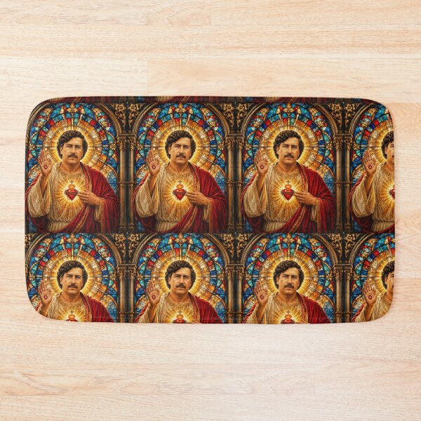 Item preview, Saint Pablo Escobar Sacred Heart Stained Glass Graphic, Colombian Narcos Religious Parody, El Patron Kingpin Portrait Design designed and sold by DyfunctionalTee.