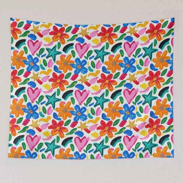 Item preview, Colorful Happy Floral Doodle Pattern designed and sold by SayMaria.