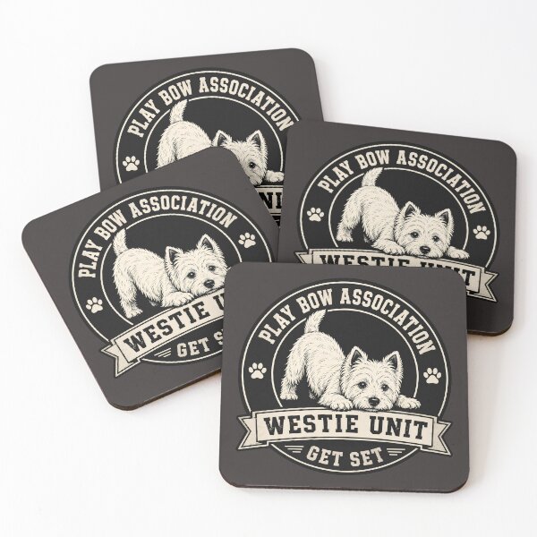 Item preview, Play Bow Association - Westie Unit - Get Set/Funny Westie Highland Terrier Dog Badge Logo  designed and sold by Halejo68.
