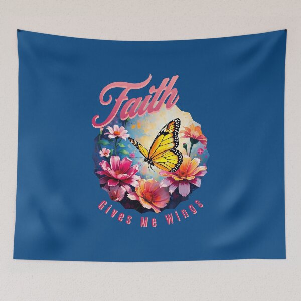 Item preview, Faith Gives Me Wings Christian Monarch Butterfly and Flowers designed and sold by Sachie's Studio.