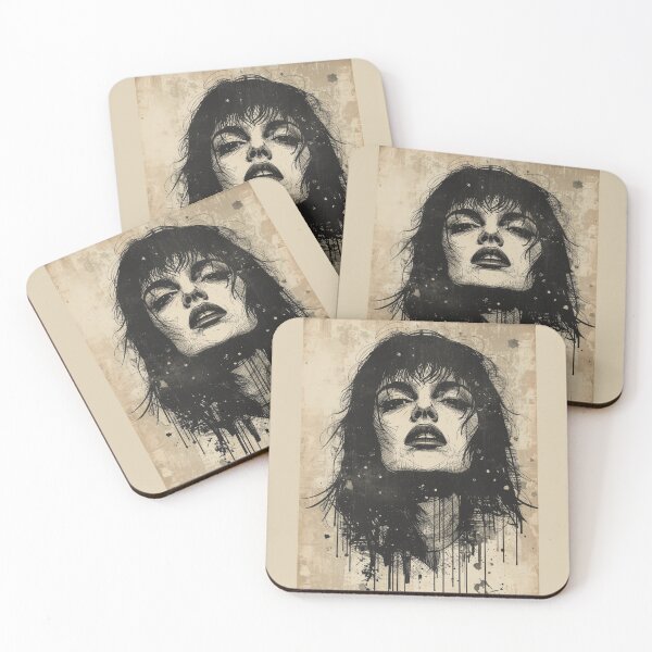 Item preview, Goth Girl Portrait Ink Drip Retro Grunge Art designed and sold by ERODED SELF.